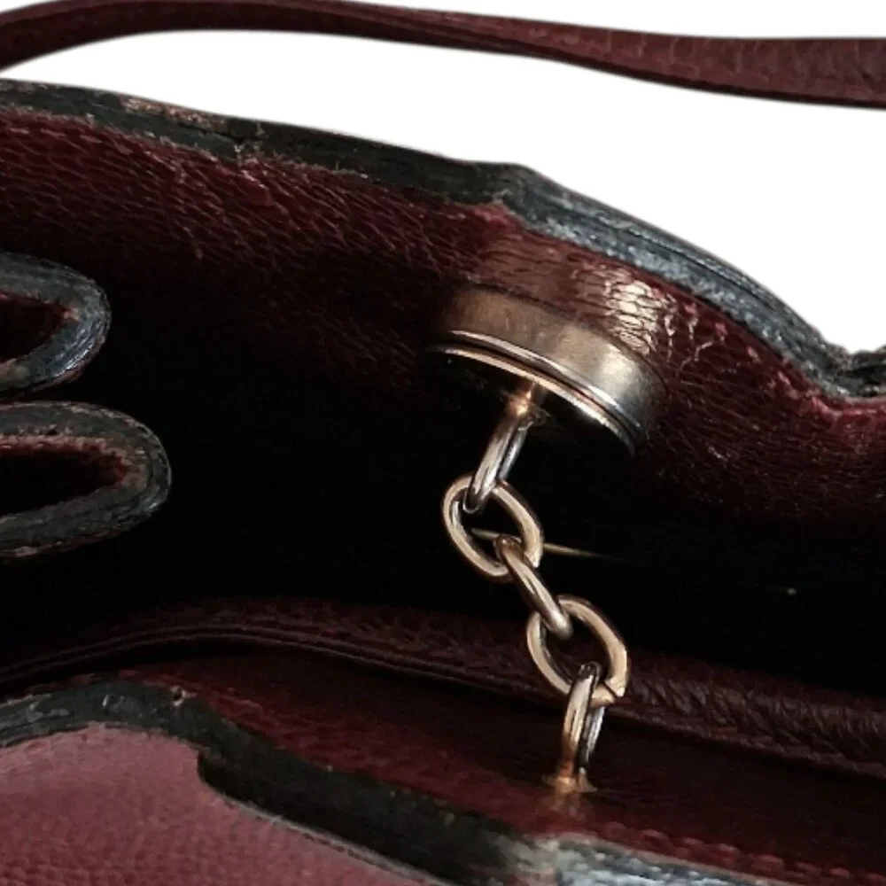 RARE Vintage Revillon French Bucket/Hobo Bordeaux Leather Antique Handbag
